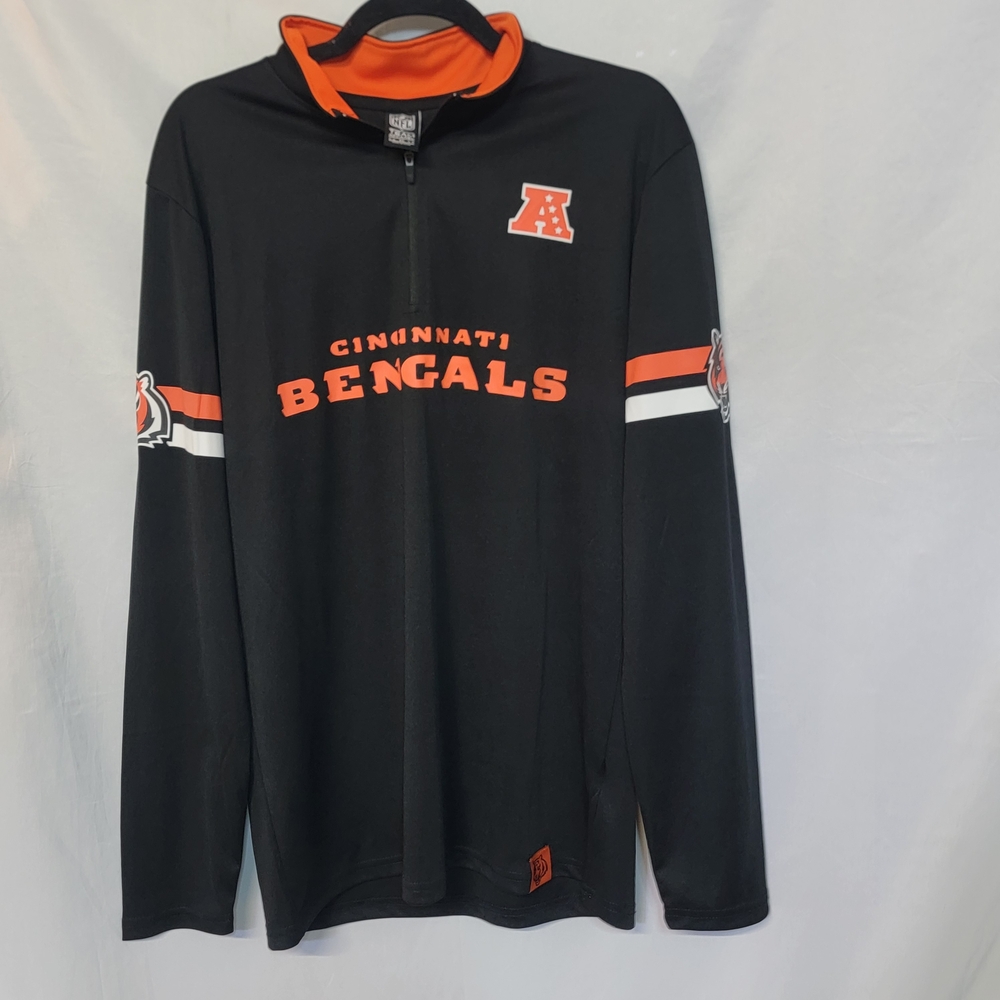 NFL Cincinnati Bengals Black and Orange Quarter-Zip Pullover